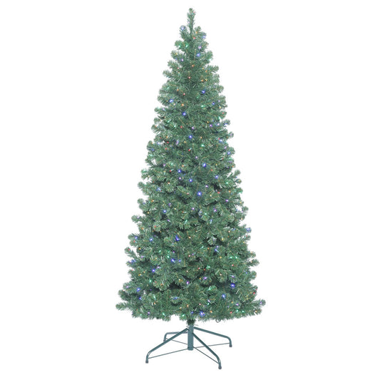 Vickerman 6.5' Oregon Fir Slim Artificial Christmas Tree Multi-Colored LED Lights