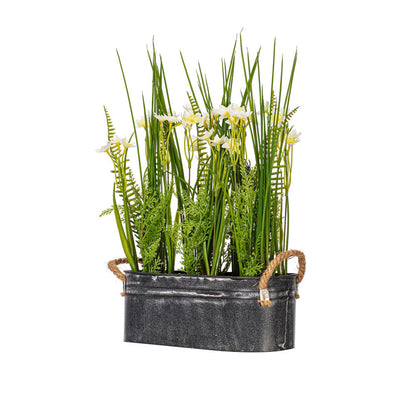 Vickerman 16" Artificial Daffodil in Galvanized Pot.