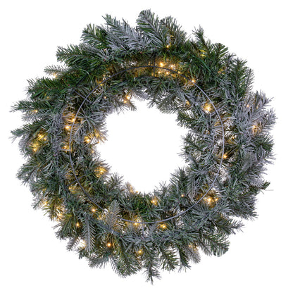 Vickerman 36" Frosted Douglas Fir Artificial Pre-Lit Wreath Warm White 3mm LED Wide Angle Lights.