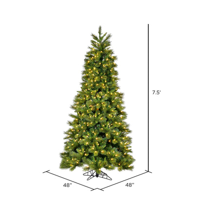 Vickerman 7.5' x 48" Brighton Pine Artificial Christmas Tree with Warm White Dura-lit LED Lights