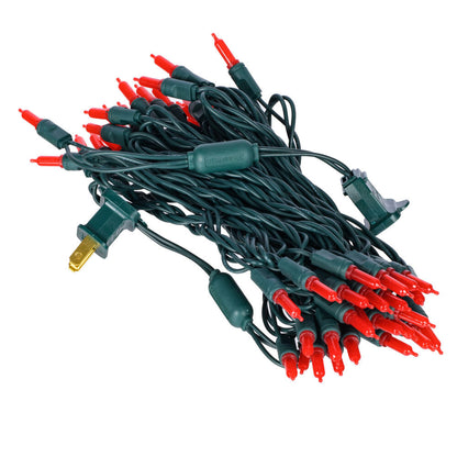 Vickerman 25' Frosted Red Single Mold Italian LED Christmas light set. Add some sparkle to your Holidays with this light strand featuring 50 Frosted Red single mold Italian LED Mini lights on green wire with 6" spacing between bulbs. This light set is end