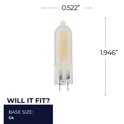 Bulbrite 862039 LED Filament Pack of (4) 1.8 Watt Dimmable T5 Light Bulb with Frost Glass Finish and (G4) Base - 2700K (Warm White Light), 140 Lumens