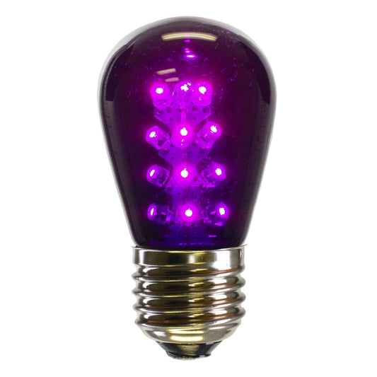 Vickerman S14 LED Purple Transparent Plastic Bulb E26 Medium Nickel Base 5 per pack.