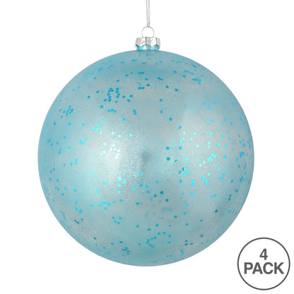 Vickerman 6" Baby Blue Glitter Clear Ball 4 per Bag