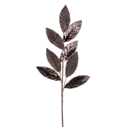 Vickerman 27.5" Pewter Metallic Leaf Glitter Spray 3 per bag.
