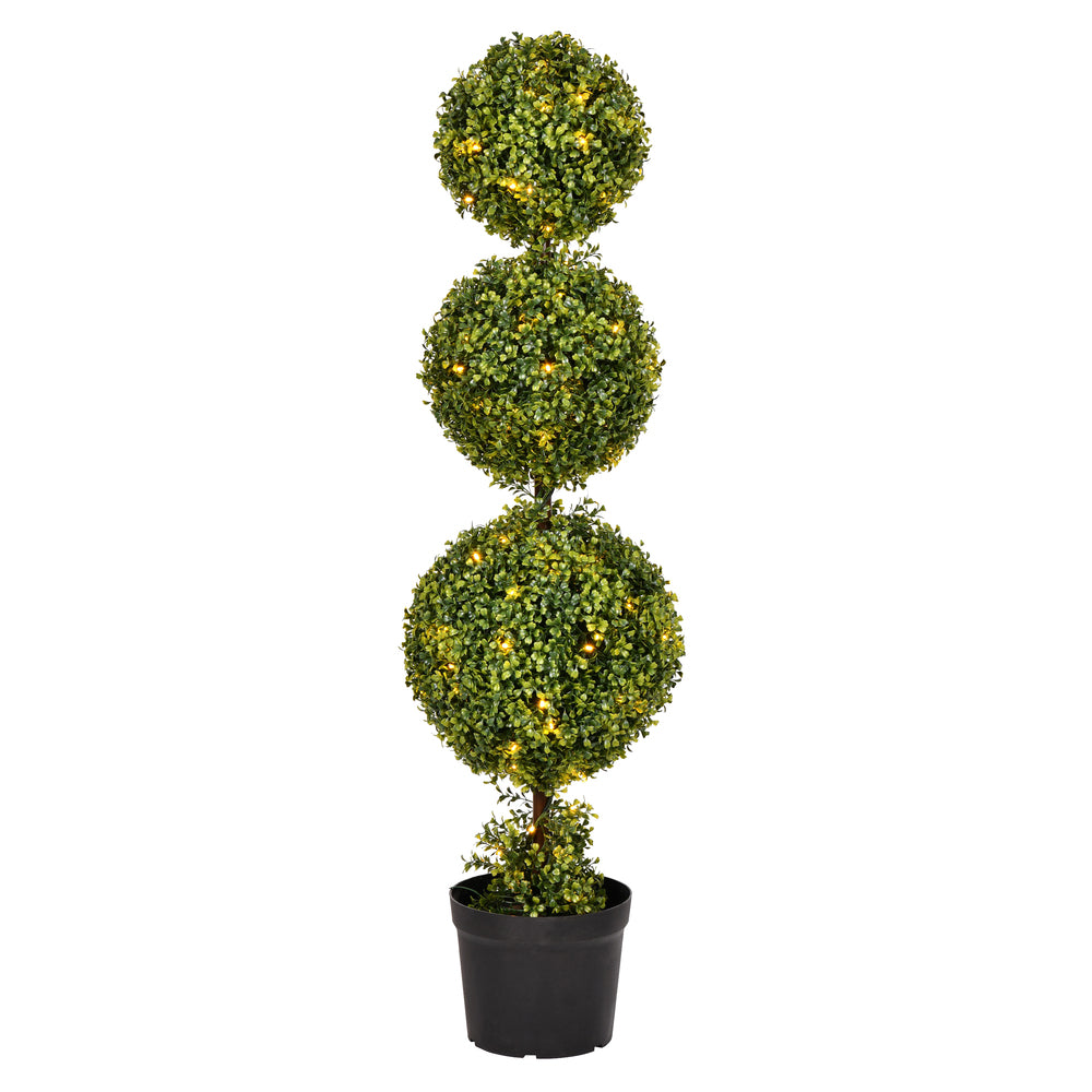Vickerman 4' Artificial Triple Ball Green Boxwood Topiary.