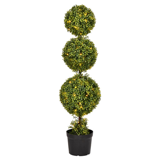 Vickerman 4' Artificial Triple Ball Green Boxwood Topiary.