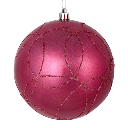 Vickerman 4.75" Mauve Candy Ornament with Circle Glitter Pattern 4 per Bag