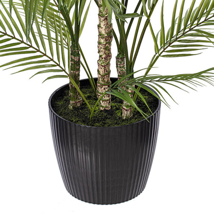 Vickerman 70.5" Green Areca Palm Plant. This is an artificial plant in a black plastic pot.