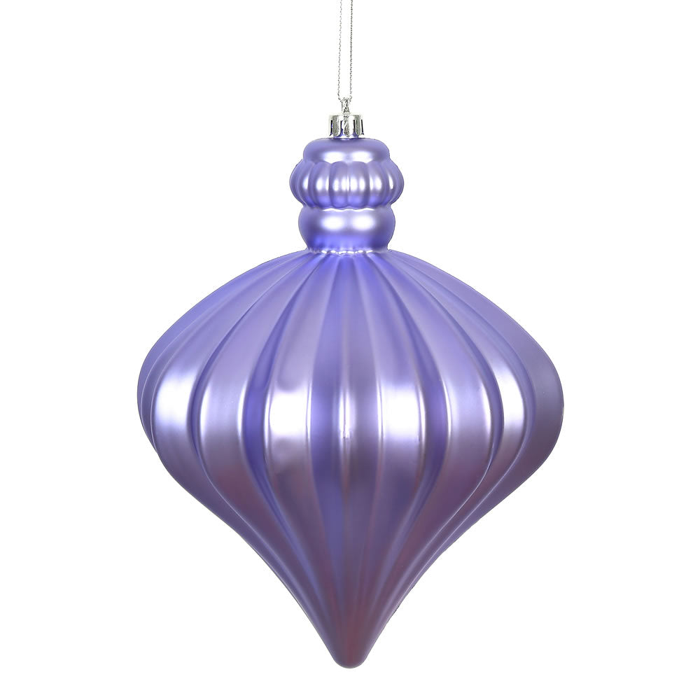 Vickerman 6" Lavender Matte Onion Drop Ornament with drilled and wired caps. Comes 4  per Bag.