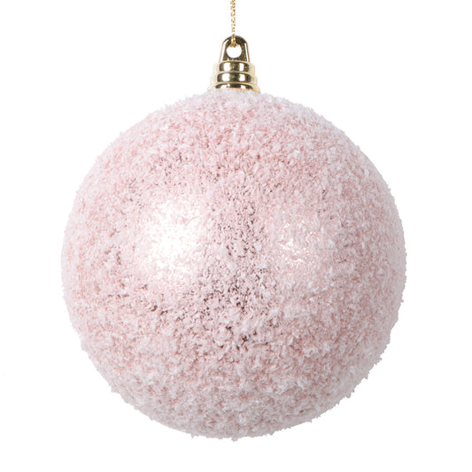 Vickerman 4" Rose Gold Matte Snow Covered Ornament 4 per bag.