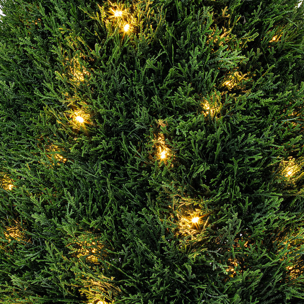 Vickerman Artificial 36" High x 20" Wide Cedar Teardrop Shaped Bush Warm White 3mm LED Lights.