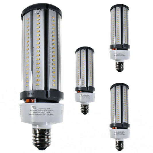 Damar- LED Corn Cob Post Top Bright Light Bulb Type B Ballast Bypass 45W/54W/63W E39 Mogul Base 30K/40K/50K Color Selectable 6300/7560/8820 Lumens Dimmable 120-277VAC Pack of 4- For Warehouse Garage
