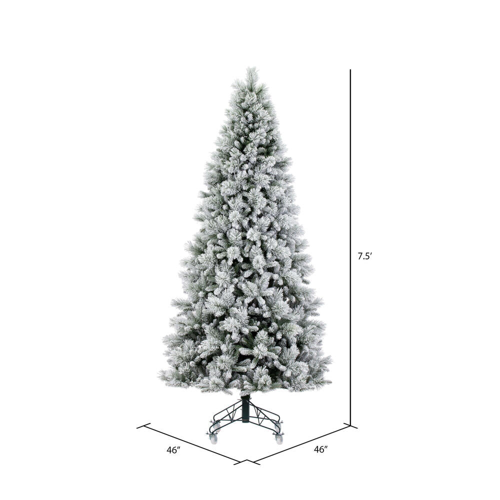 Vickerman 7.5' x 46" Flocked Jackson Pine Artificial Unlit Christmas Tree.