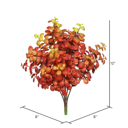 Vickerman 12" Artificial Red Leaf Bush Set of 3
