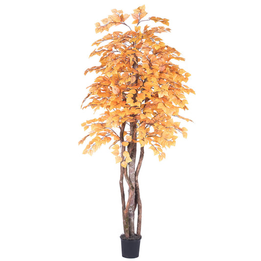 Vickerman 6' Artificial Golden Aspen Executive Black Plastic Pot