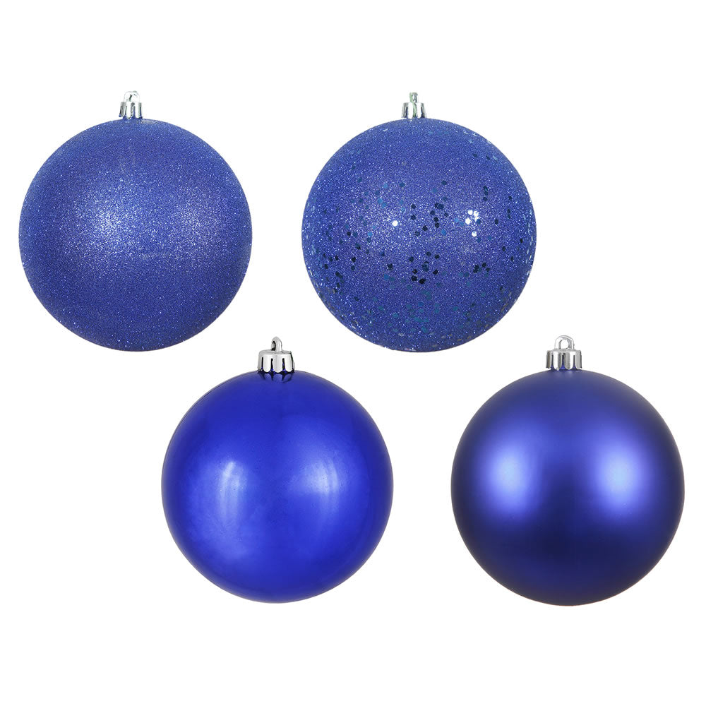 Vickerman 4" Cobalt 4-Finish Ball Ornament Assortment 12 per Box