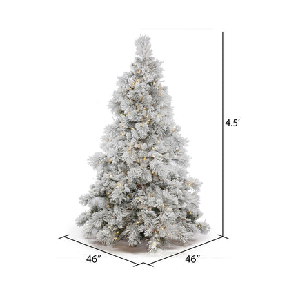 Vickerman 4.5' Flocked Alberta Artificial Christmas Tree Pure White LED Lights