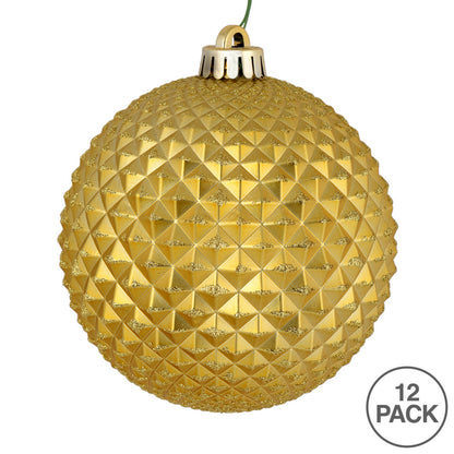 Vickerman 2.75" Gold Durian Glitter Ball Ornament 12 per Bag