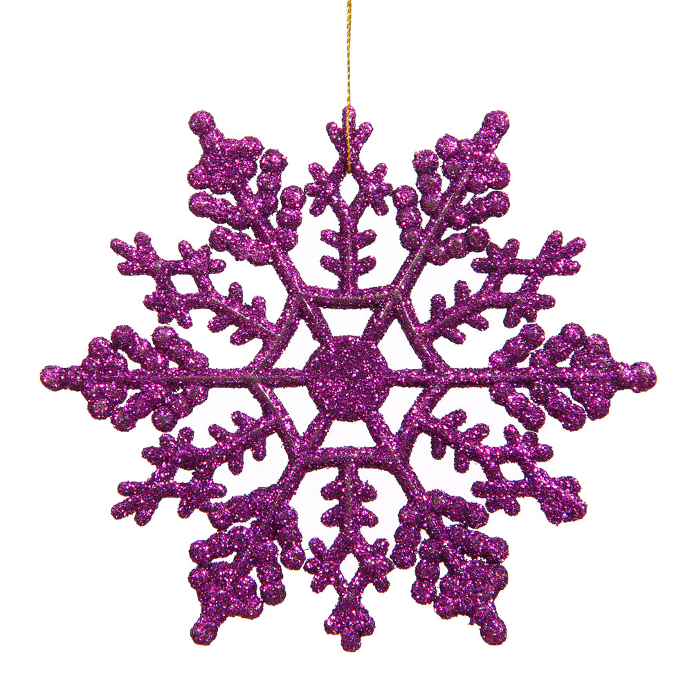 Vickerman 8" Purple Glitter Snowflake Christmas Ornament 12 per Box