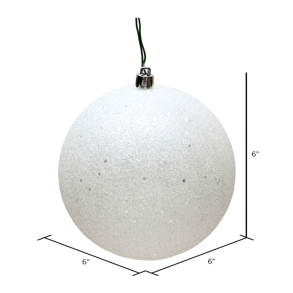 Vickerman 6" White Sequin Ball Ornament 4 per Bag