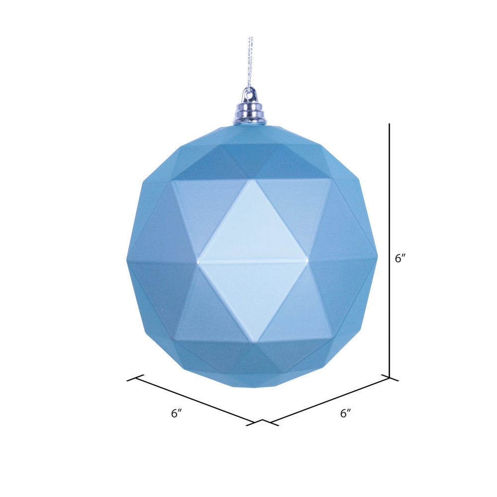 Vickerman 4.75" Baby Blue Geometric Ball Ornament Featuring a Matte Finish. Comes 4 per bag