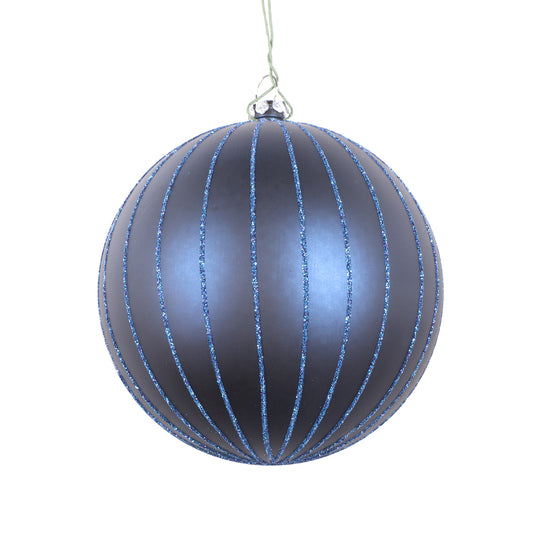 Vickerman 4" Midnight Blue Matte Glitter Ball Christmas Ornament 4 pieces per bag