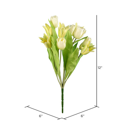 Vickerman 12" Artificial White Tulip Bush.