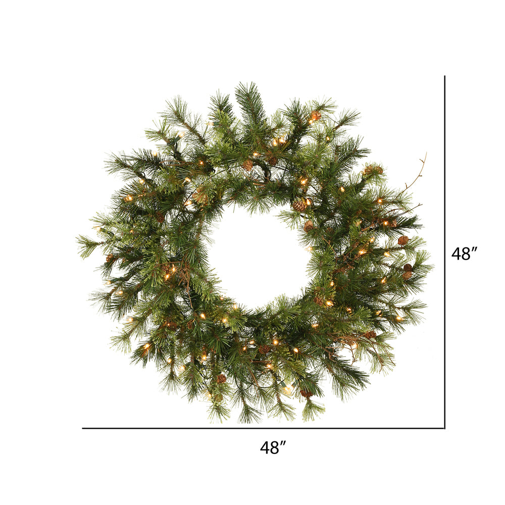 Vickerman 48" Mixed Country Pine Artificial Christmas Wreath Warm White Dura-lit LED Lights