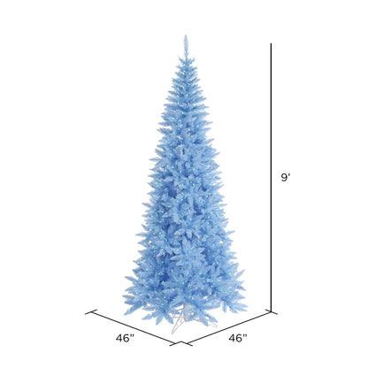 Vickerman 9' Sky Blue Fir Slim Artificial Christmas Tree Blue  Dura-lit LED Lights