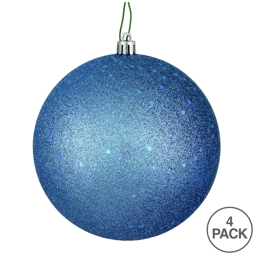 Vickerman 4.75" Periwinkle Sequin Ball Ornament 4 per Bag