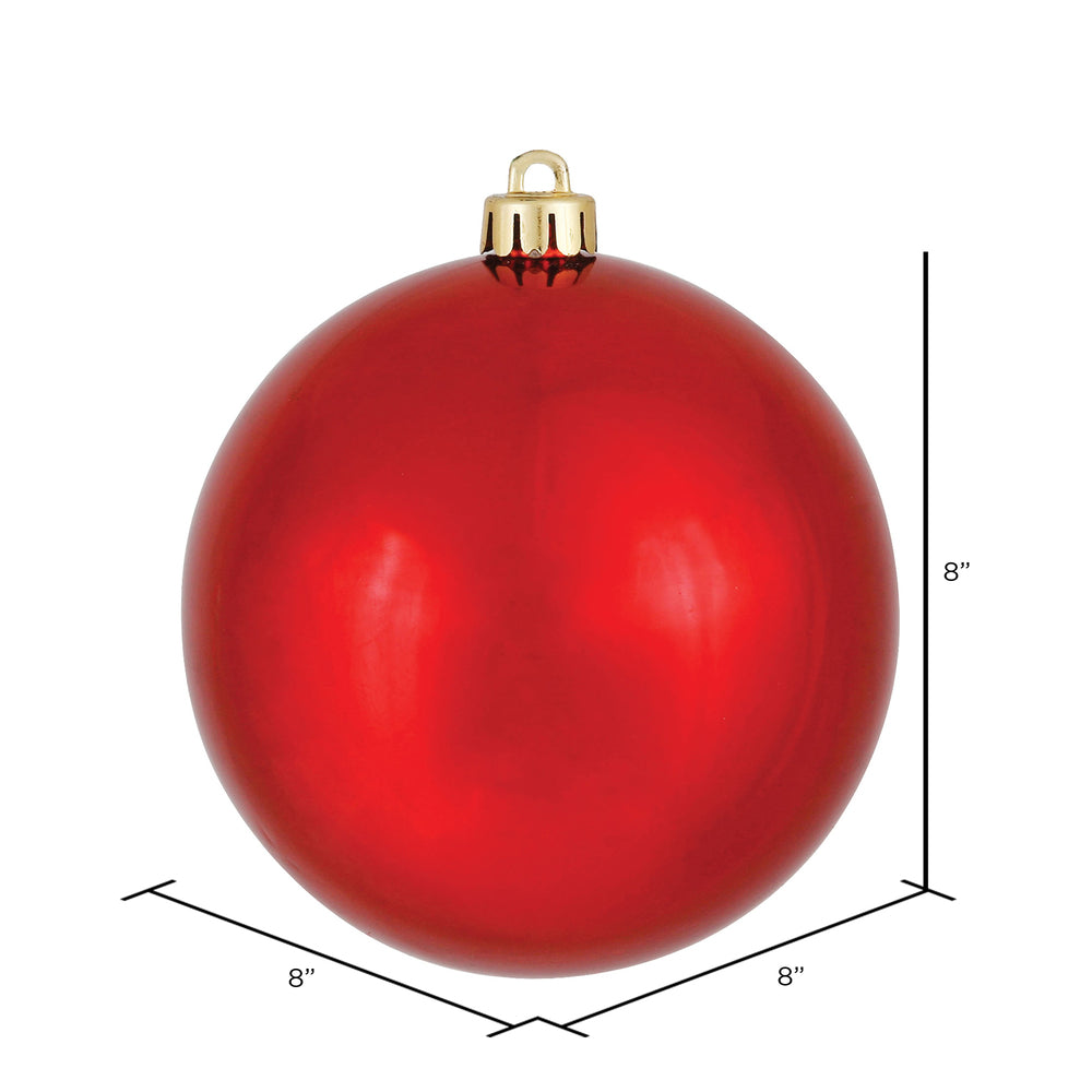 Vickerman 8" Red Shiny Ball Ornament