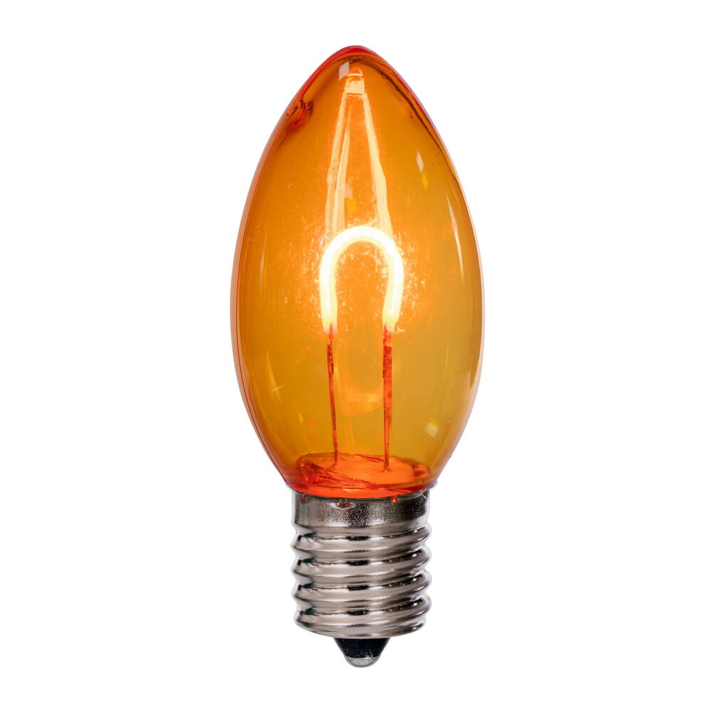 Vickerman C9 Transparent U-Shaped Filament Amber Bulb, E17 Base, .6 Watts, 25 Pcs Assorted/Bag.  Colors included are Blue, Red, Green, Purple and Amber.