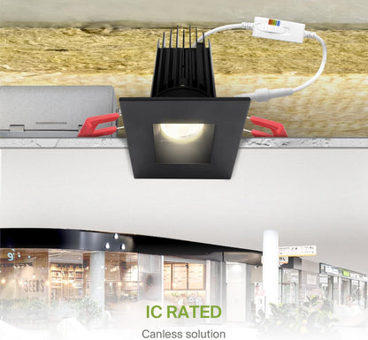 ASD Lighting LED Downlight Square 2inch 15W 120V Triac 2700/3000/3500/4000/5000K Black ETL Energy Star