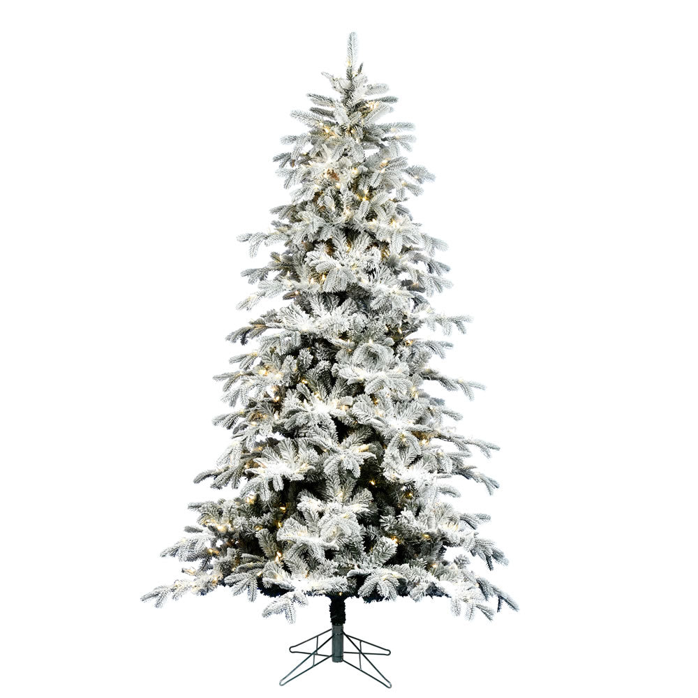 Vickerman 9' x 60" Flocked York Spruce Artificial Christmas Tree EZ Dura-lit Color Changing LED Lights.