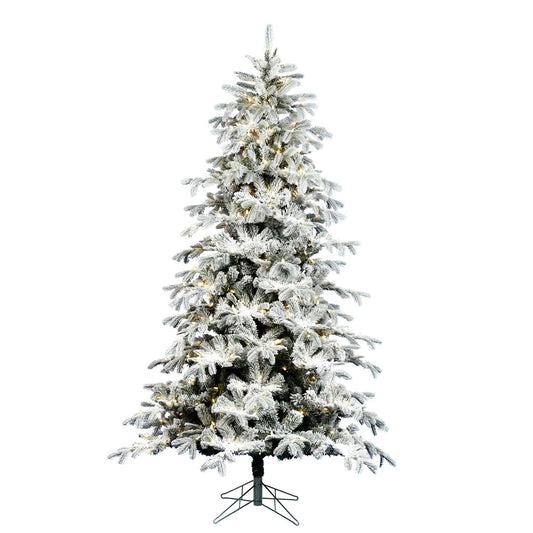 Vickerman 9' x 60" Flocked York Spruce Artificial Christmas Tree EZ Dura-lit Color Changing LED Lights.