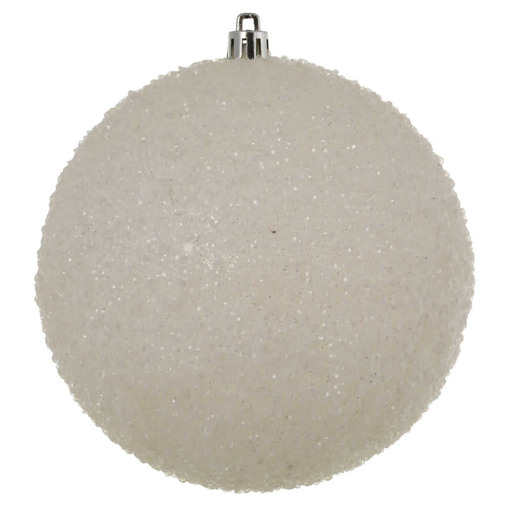 Vickerman 4.75" White Beaded Ball Ornament 6 per Bag