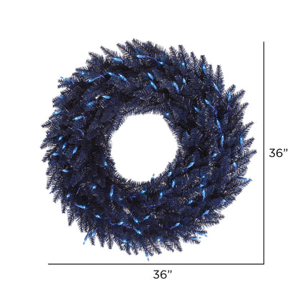 Vickerman 36" Navy Blue Fir Artificial Christmas Wreath Blue Dura-lit Incandescent Mini Lights