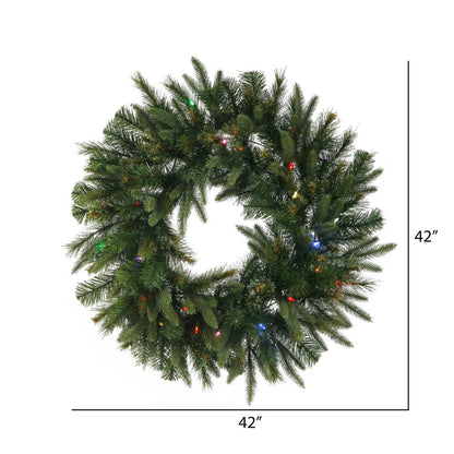 Vickerman 42" Cashmere Artificial Christmas Wreath Multi-Colored Dura-lit LED Lights