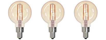 BULBRITE LED G16 CANDELABRA SCREW (E12) 2.5W DIMMABLE FILAMENT LIGHT BULB 2200K/AMBER 25W INCANDESCENT EQUIVALENT 3PK (776806)