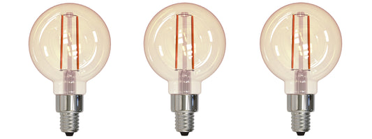 BULBRITE LED G16 CANDELABRA SCREW (E12) 2.5W DIMMABLE FILAMENT LIGHT BULB 2200K/AMBER 25W INCANDESCENT EQUIVALENT 3PK (776806)