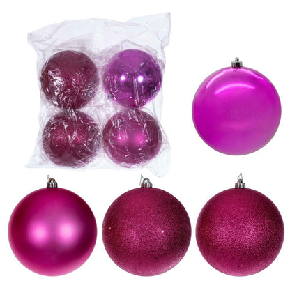 Vickerman 6" Hot Pink 4-Finish Ball Ornament 4 per bag.