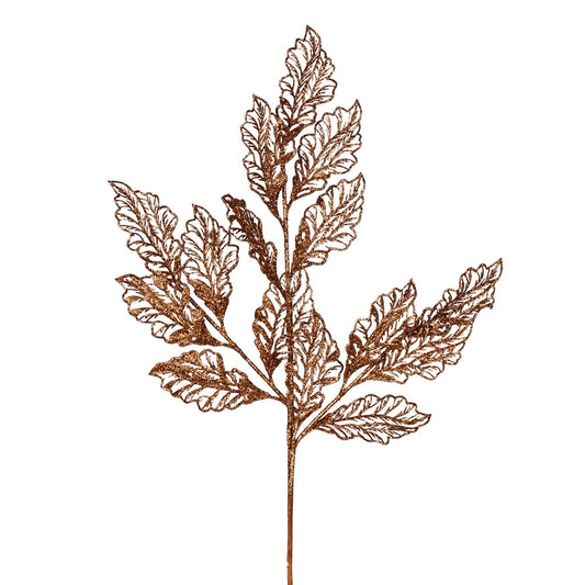 Vickerman 21" Copper Glitter Coleus Leaf Lace Artificial Christmas Spray. Includes 12 sprays per pack.