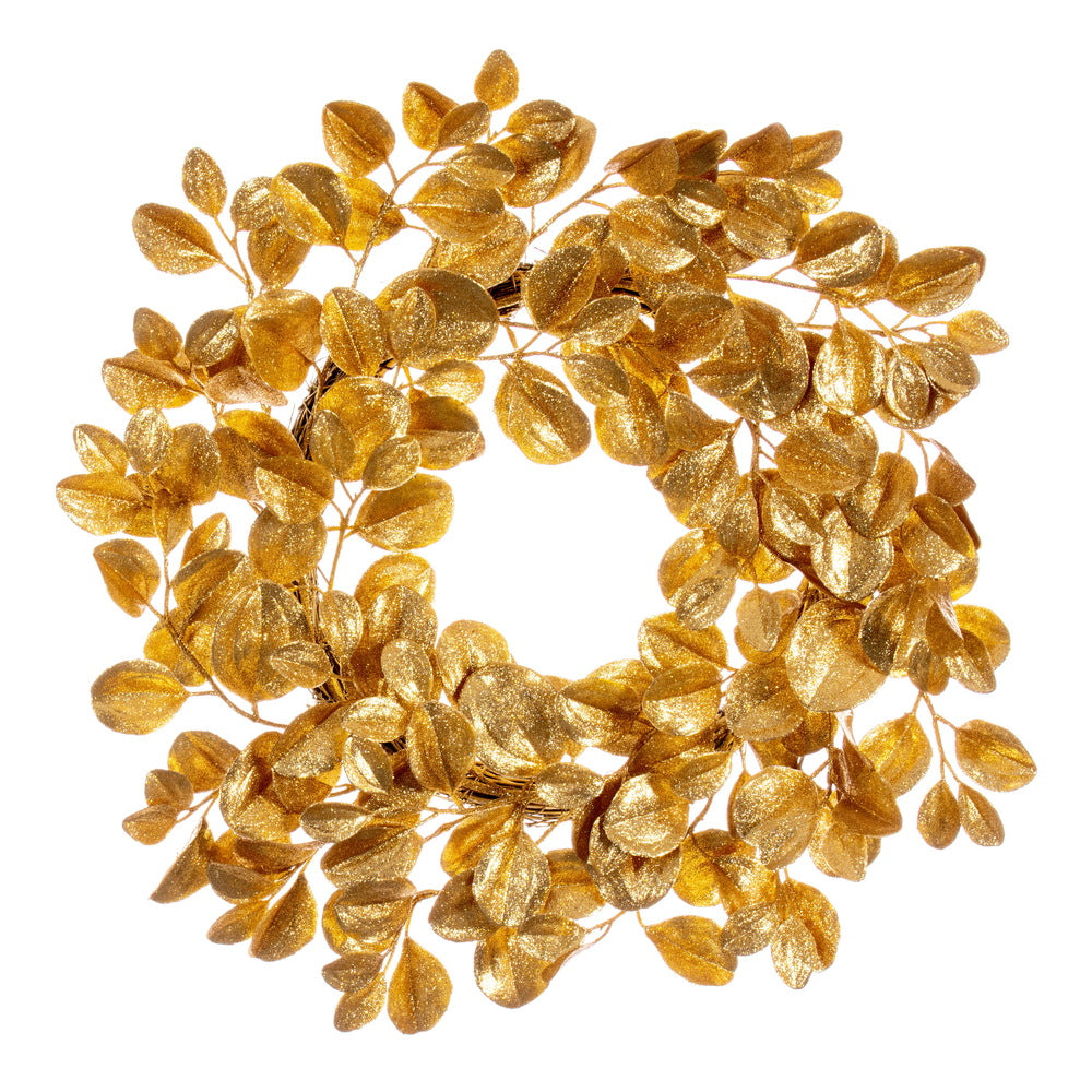 Vickerman 24" Gold Artificial Dogwood Glitter Wreath.