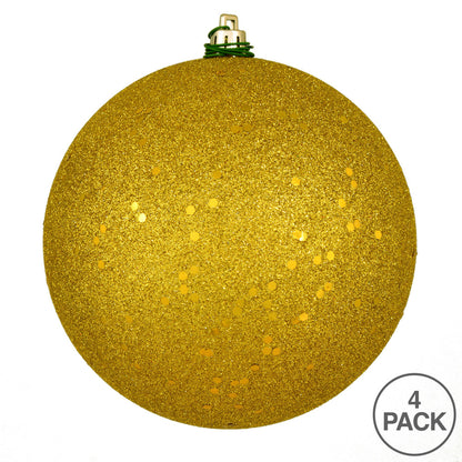 Vickerman 6" Medallion Gold Sequin Ball Ornament 4 per Bag