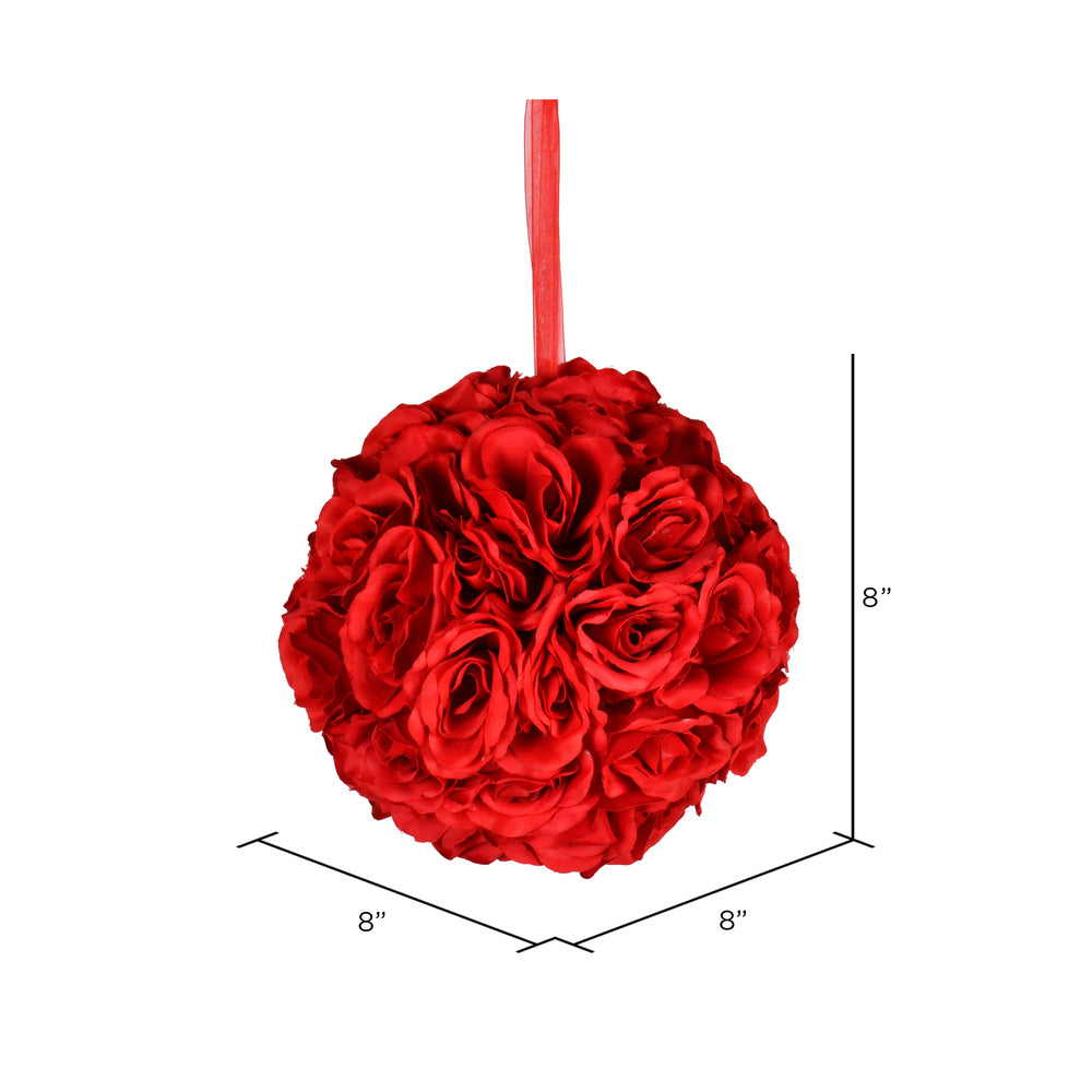 Vickerman 8" Artificial Red Rose Ball.