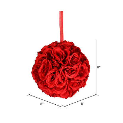 Vickerman 8" Artificial Red Rose Ball.
