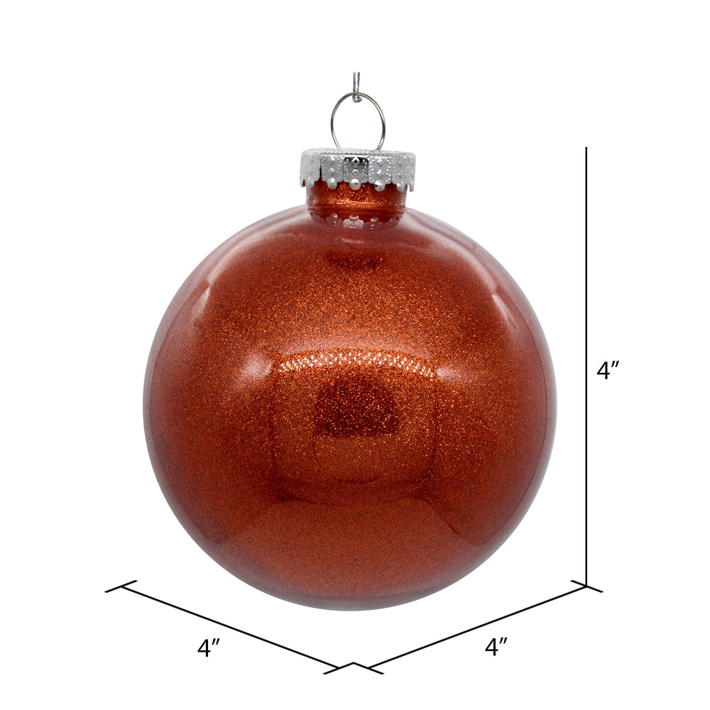 Vickerman 4" Clear Ball Christmas Ornament with Bittersweet Glitter Interior 6 Pieces per bag