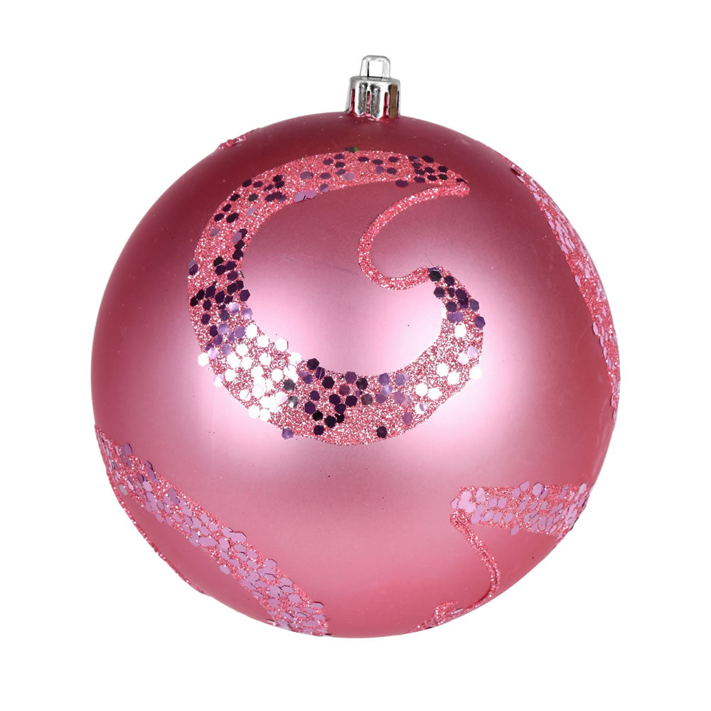 Vickerman 4.75" Pink Matte Sequin Swirl Ornament 4 per Bag