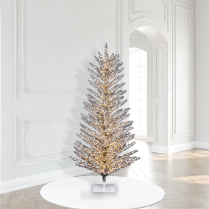 Vickerman 7' x 47" Vintage Aluminum Tree Warm White Low Voltage LED 3mm Lights.